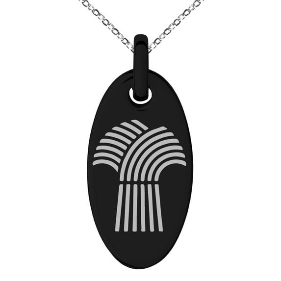 Stainless Steel Demeter Greek Goddess of Agriculture Engraved Small Oval Charm Pendant Necklace