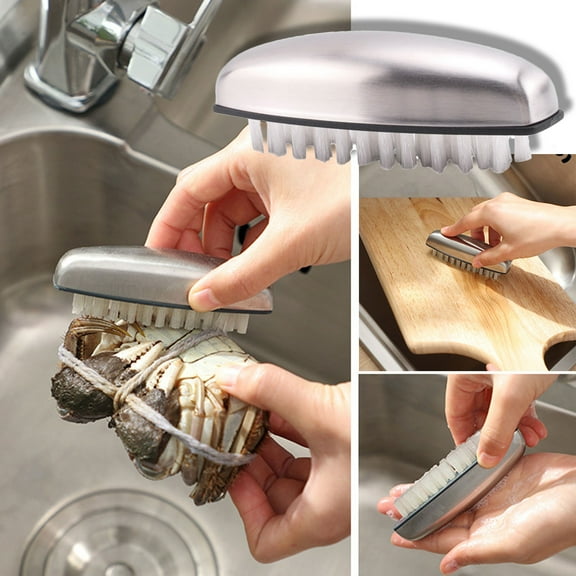 Stainless Steel Deodorizing Hand Washing Brush with Odor-Neutralizing Alloy, Multi-Purpose Nail Seam Cleaner for Seafood Vegetables Chopping Board Sink Kitchen Use