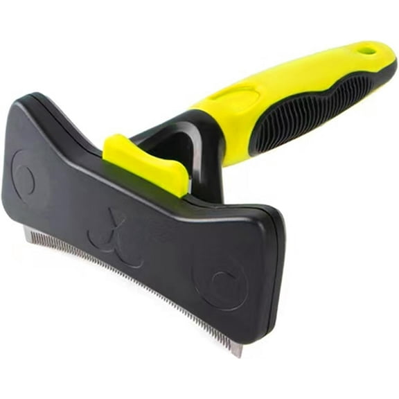 Stainless Steel Deshedding and Dematting Tool | Professional Pet Grooming arc-Shaped Fur Brush for Cats and Dogs Hair Removal (Green)