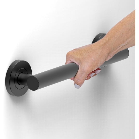 Stainless Steel Designer Grab Bar for Bath Safety, Collection Glacier, ADA Compliant 500lbs Loading Capacity, Matte Black 12 inches