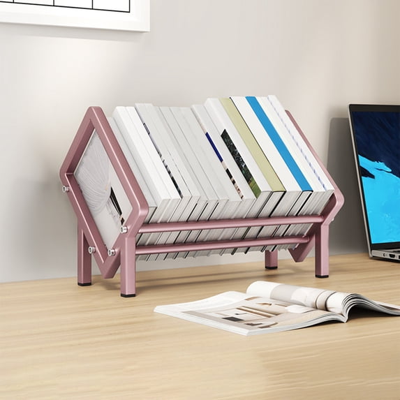 Stainless Steel Desktop Bookshelf, Desk Organizer for Book Storage and File Rack, Study Office Supplies Shelf, Home Learning Storage Solution, Metal Book Organizer