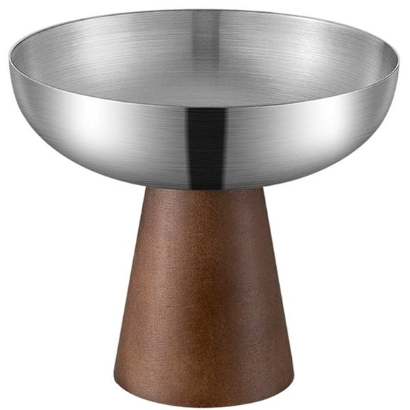 Stainless Steel Dessert Cups with Wooden High Foot Elegant Pudding Bowls for Ice Cream Fruit Salad Appetizers for Parties Restaurants and Home Use 100ML