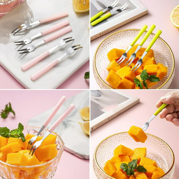 Stainless Steel Dessert Fork | Two-Prong Fruit & Salad Fork | Mirror Polished Finish | Sleek Lightweight Design | Versatile for Cakes & Desserts | 1 Piece | Multiple Colors