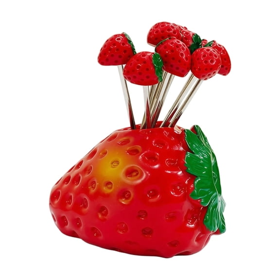 Stainless Steel Dessert Forks Cute Strawberry Design Set for Birthday Party and Afternoon Tea, Cute Gifts for Hostess, Strawberry Kitchen Decor for Dining Table, 3.6 Inch 10 Pack