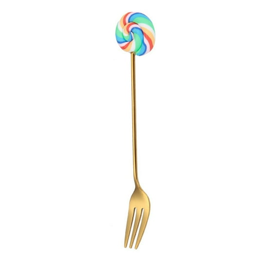 Stainless Steel Dessert Forks Little Teaspoons Cute Lollipop Design Fork/Spoon Kit Teaspoon Fruit Dessert Fork Tableware