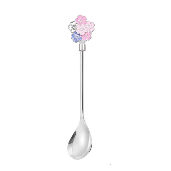 Stainless Steel Dessert Teaspoon with Unique Flower Shaped Handle 1 Piece Coffee Spoons Tea for PartyTable Decoration Espresso Stirring Spoons