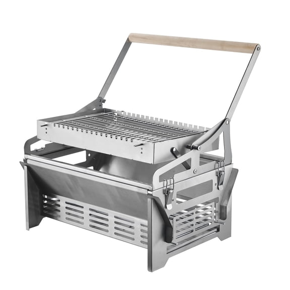Stainless Steel Detachable 360 Rotating Charcoal Grill Portable Barbecue Grate For Outdoor Fish, Meat And Home Camping Use 1 Pack
