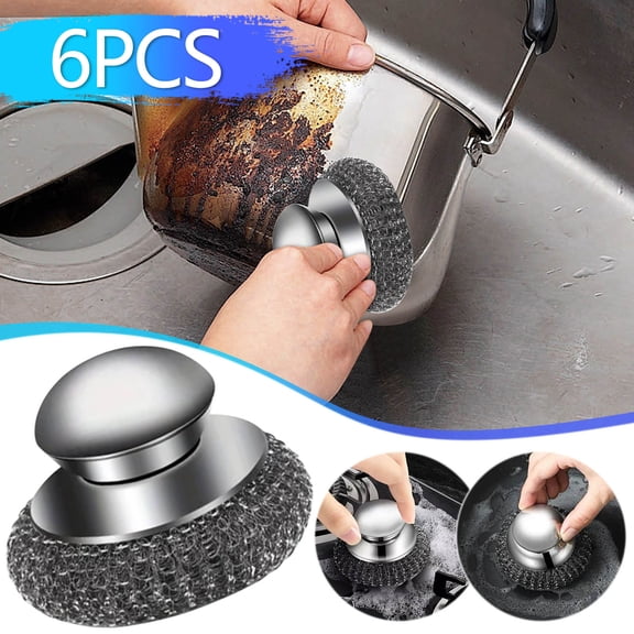 Stainless Steel , Detachable Cleaning Pads, Durable Scouring Pads for Cookware and Surfaces, Kitchen and Household Cleaning, for Homeowners