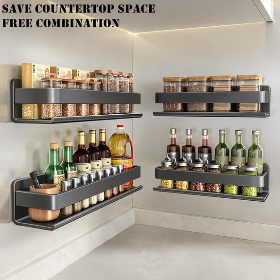 Stainless Steel Detachable Wall Mounted Floating Shelves for Kitchen, Bathroom, Storage Organizer Shelves, Corrosion and Rust Resistant, Set of 1 Gray