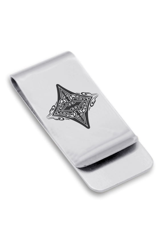Stainless Steel Diamond Card Suit Classic Slim Money Clip Credit Card Holder
