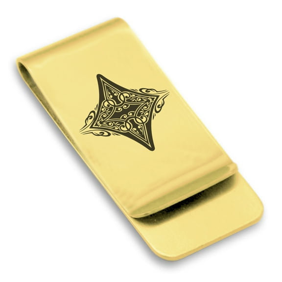 Stainless Steel Diamond Card Suit Classic Slim Money Clip Credit Card Holder