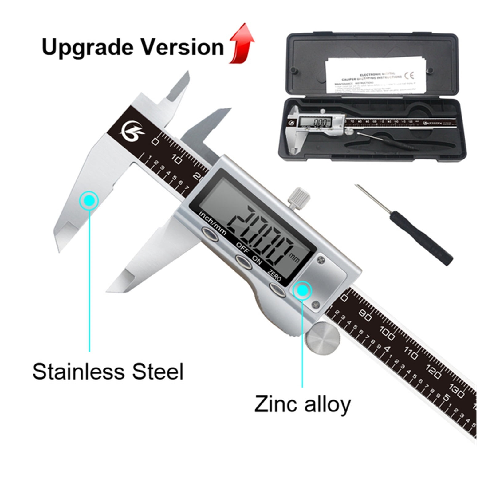 Stainless Steel Digital Caliper 6 Inch 150mm Metal Measuring Instrument Vernier Calipers Measuring Tool ,Easy to Operate