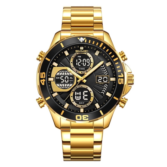 Stainless Steel Digital Quartz Watch for Men Women, Business Dress Wristwatch with Date and Alarm, Water Resistant to 30 Meters, Elegant Office Timepiece