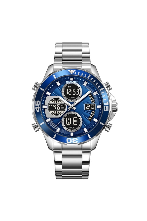 Stainless Steel Digital Quartz Watch With Date And Alarm Water Resistant 30M For Men Women Office Work