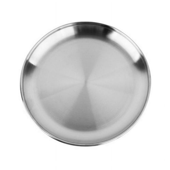 Stainless Steel Dinner Plate Camping Tableware Dinner Plate Salad Plate Food Container Holder Dish Round Tray Mess Plate,23cm