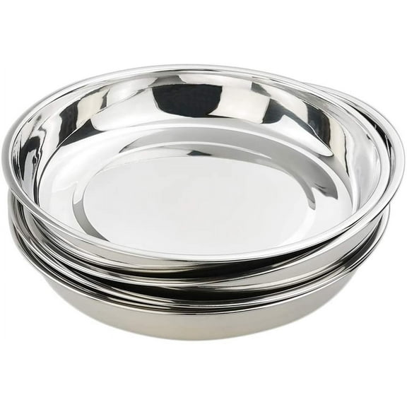Stainless Steel Dinner Plate, Large Round Plates, 10-INCH, 4-Pack$$Home Decor, Kitchen, & Other