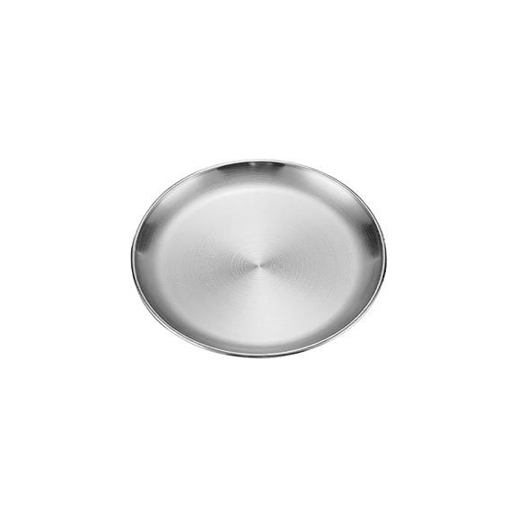 Stainless Steel Dinner Plate Thickened Matte Brushed Disc for Pasta, Steak, Dessert, Home or Restaurant Use, Stackable and Durable