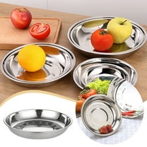 Stainless Steel Dinner Plates,Round Metal Plates Stackable with Lip Edge - Rust-Proof Camping Plates for Outdoor,BBQ,Parties,Picnic,Salad,Appetizer,Fruit,Snacks,Durable Kitchen Dish& Serving Cutlery