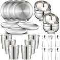 thumbnail image 1 of Stainless Steel Dinner Set, Reusable Metal Camping Dinnerware, 30 Pieces, 1 of 7