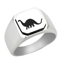 Stainless Steel Dinosaur Engraved Signet Ring