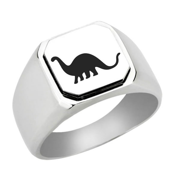 Stainless Steel Dinosaur Engraved Signet Ring