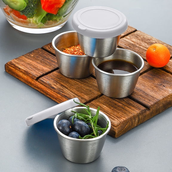 Stainless Steel Dipping Cup 304 Stainless Steel Dipping Cup with 70ml Capacity Portable Seasoning Container for Outdoor Dipping Sauce,Gray 1Pcs JASKFLY