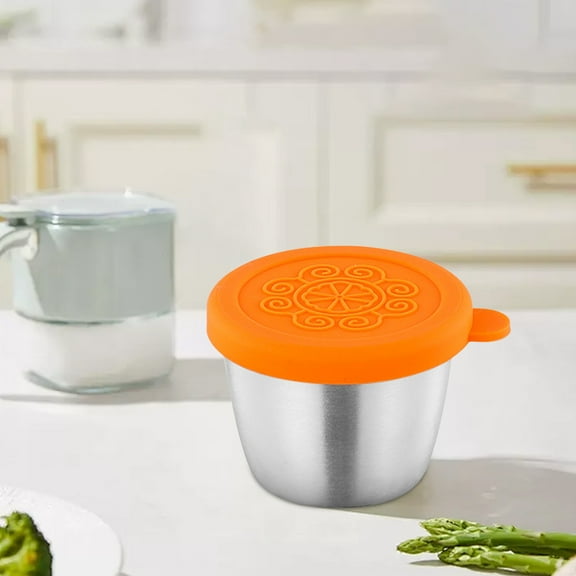 Stainless Steel Dipping Cup with Lid - 304 Grade Metal Sauce Bowl, Portable, Leakproof, Easy Clean, Durable Condiment Container for Outdoor, Picnic, Kitchen Use, Silver, 1 Pack