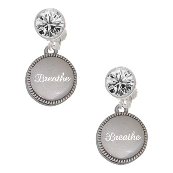 Stainless Steel Disc Breathe Clear Crystal Clip On Earrings