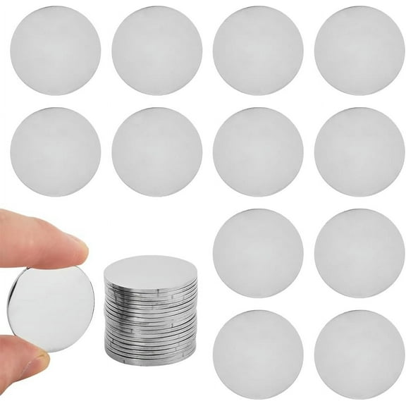 Stainless Steel Disc Metal Round Circle Plate Engraving Stamping Blank Flat Round Undrilled Blank for DIY Crafts Earring Bracelet Necklace Pendant Charm Jewelry Making Silver