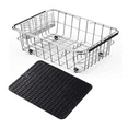 thumbnail image 1 of Stainless Steel Dish Drying Rack, Expandable Fruit & Vegetable Drain Rack over Sink, Dish Drainer Rack in Sink, with Stainless Steel Utensil Holder & Silicone Mat, 1 of 6
