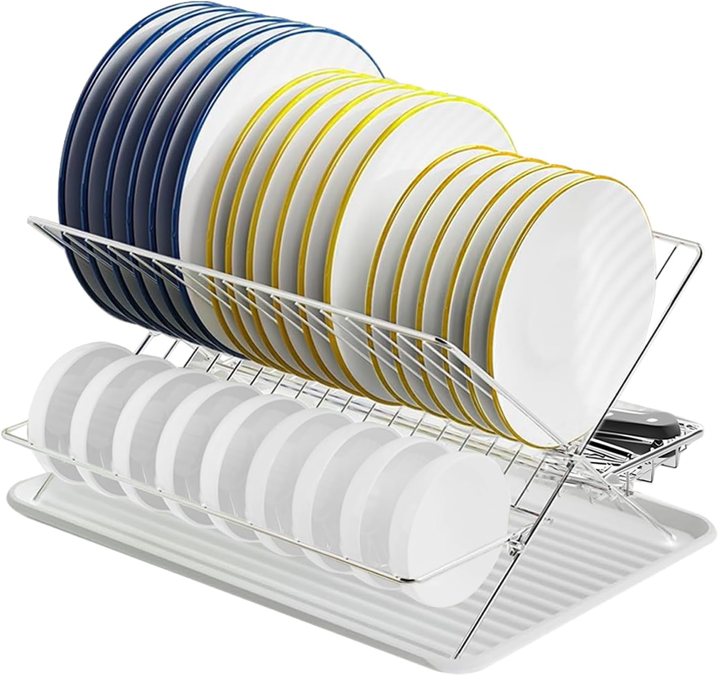 Stainless Steel Dish Drying Rack,Collapsible Dish Racks 2 Tier Foldable ...