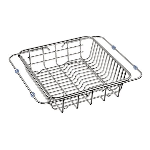 Stainless Steel Dish Drying Rack, Expandable Over The Sink Drainer Basket, Kitchen Organizer with Multi-Layer Storage for Dishes and Utensils