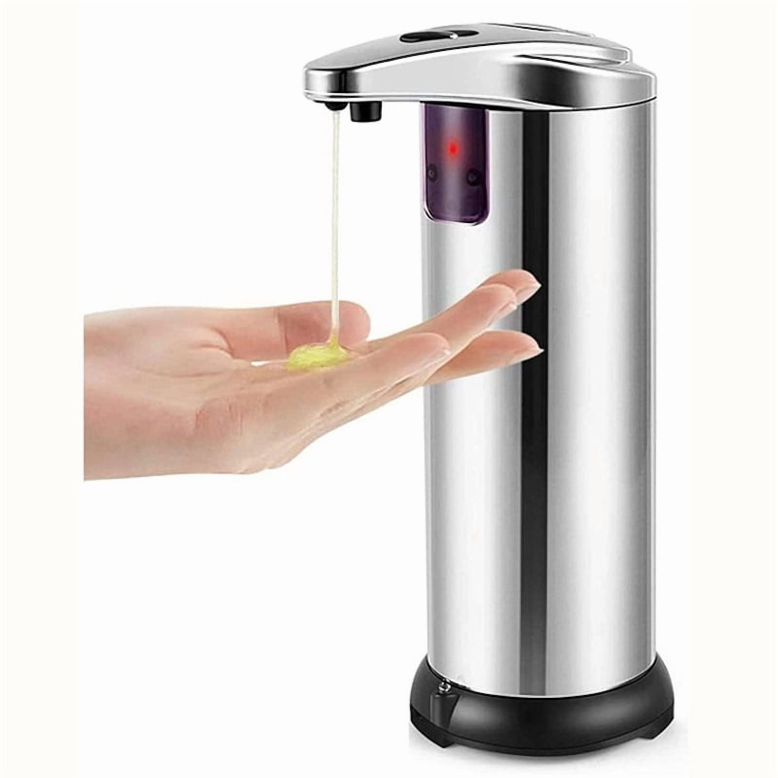 Stainless Steel Dish Soap Dispenser with Infrared Sensor and Waterproof Base, 3 Levels Adjustable, Touchless Sensor Liquid Soap Pump Dispenser, Liquid Dispenser for Bathroom（[Dual] button）