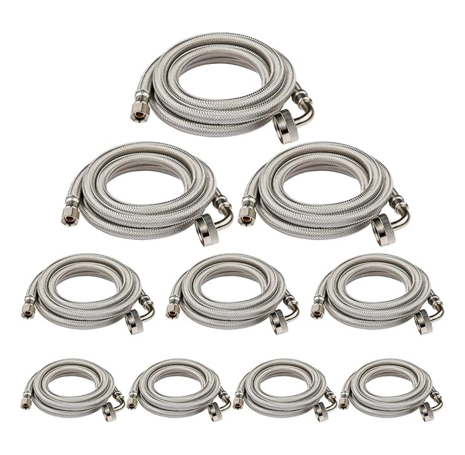 Stainless Steel Dishwasher Hose XYT 4-FT 10-Pack 3/8-Comp x 3/4-FHT For Kitchen Appliances Water Supply Line