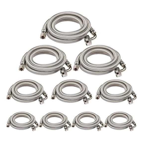 Stainless Steel Dishwasher Hose XYT 4-FT 10-Pack 3/8-Comp x 3/4-FHT For Kitchen Appliances Water Supply Line