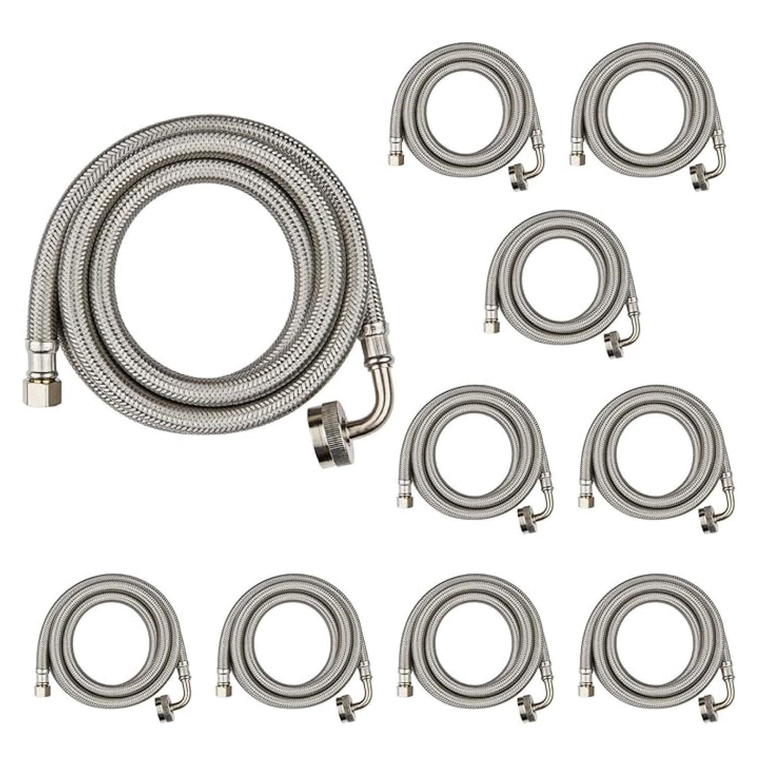 Stainless Steel Dishwasher Hose XYT 6-FT 10-Pack 3/8-Comp x 3/4-FHT For Kitchen Plumb Water Supply Line