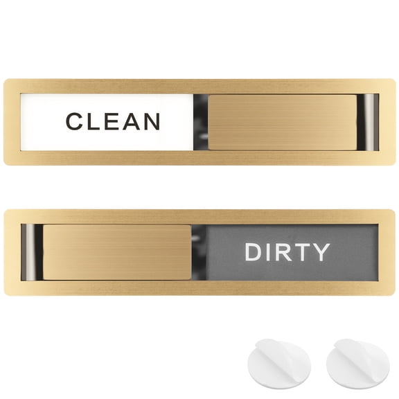 Stainless Steel Dishwasher Magnet Clean Dirty Sign Magnetic Sign That Say Clean/Dirty Optional Sticker Adhesive for Non Metal Surface Dish Washer 7.17*1.65 in