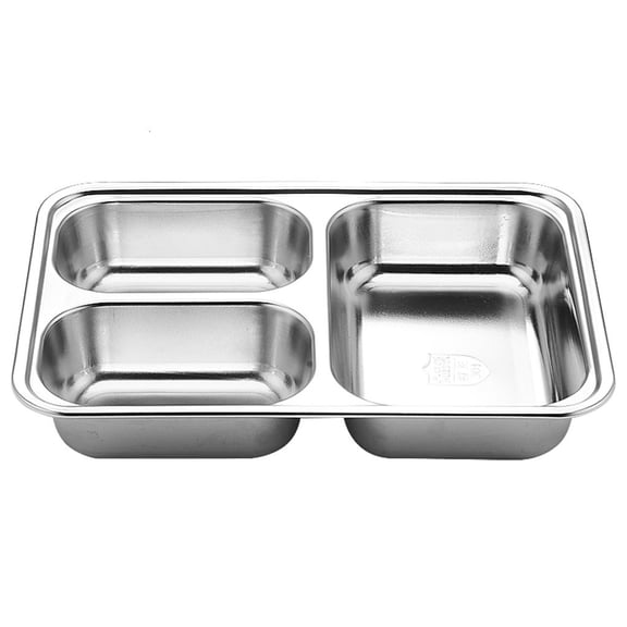 Stainless Steel Divided Dinner Tray Lunch Container Food Plate for School Cantee