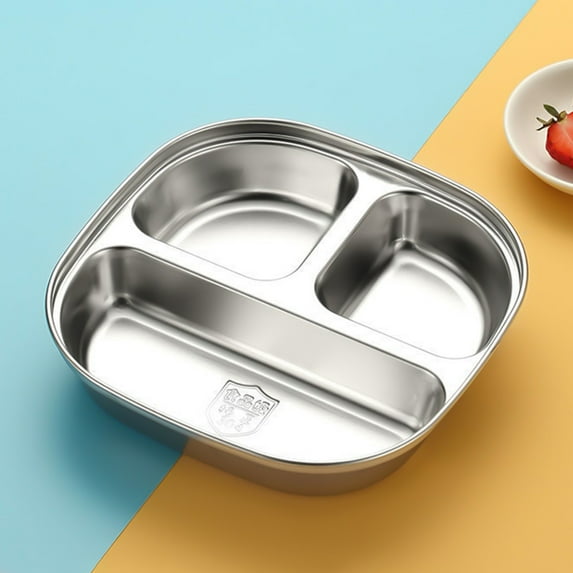Stainless Steel Divided Kids Plates, Indestructible Dinner Plates For Kids, Cute Shape Divided Plates For Picky Eaters, Lunch, Camping