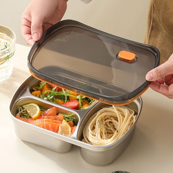 Stainless Steel Divided Lunch Box Airtight Bento Container Leakproof Odor Resistant Secure Lock Easy Clean Organizer, Multi Compartment Meal Separation For Fresh Taste For Office Work Travel Picnic