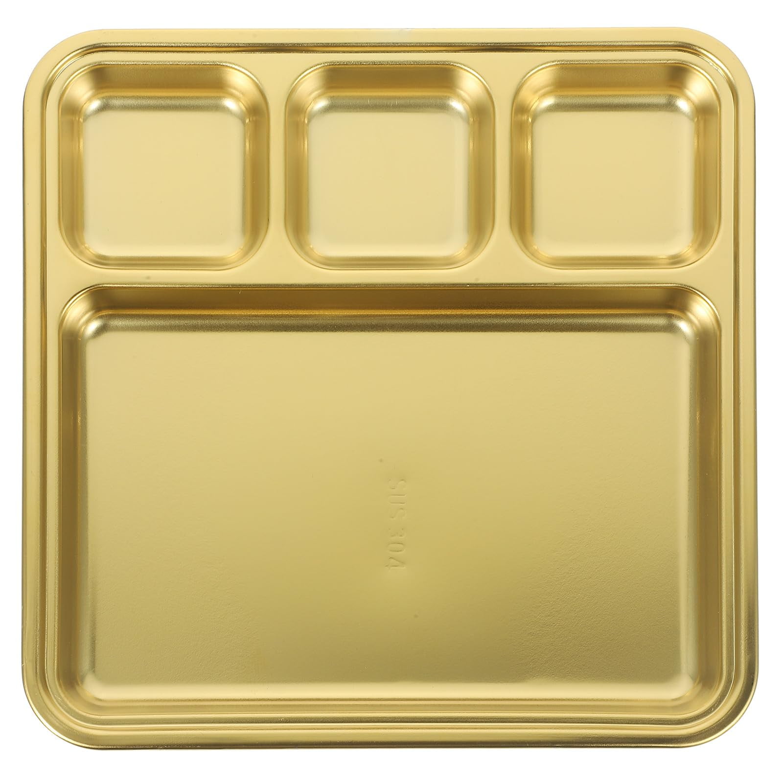 Stainless Steel Divided Plate, 4-Compartment Round Serving Tray for ...