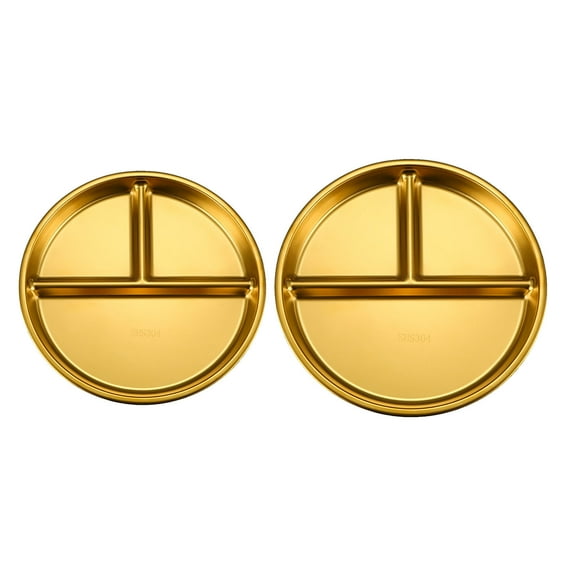 Stainless Steel Divided Plates, 3 Compartment Portion Control Plates for Kids & Adults Unbreakable, Dishwasher Safe and Eco-Friendly