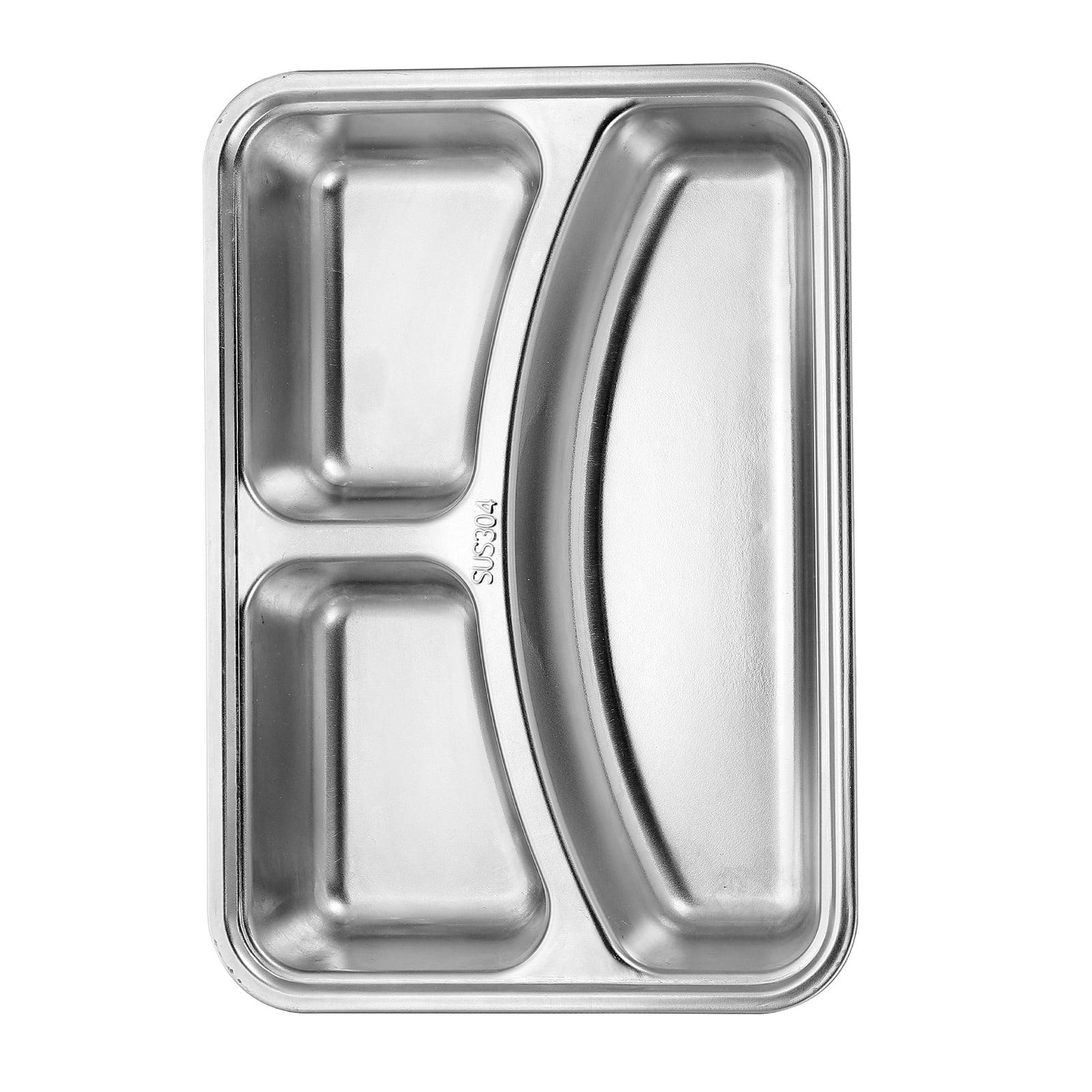 Stainless Steel Divided Plates with Lid, Rectangular Dinner Tray Diet