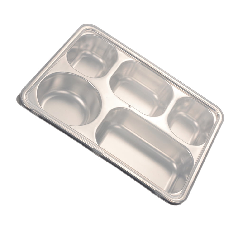 Stainless Steel Divided Plates Tray 5 Sections Compartment Tray Dinner