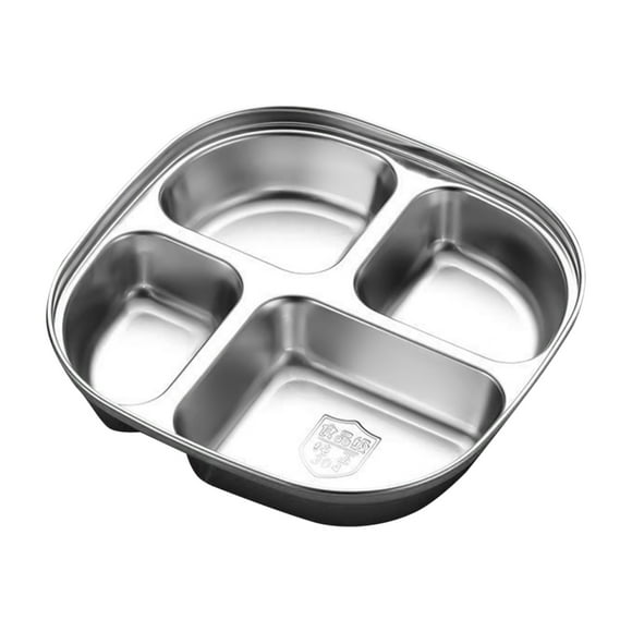 Stainless Steel Divided Plates Tray,Balanced Bites Divided Plates,Portion Control Plate,Stainless Steel Plates,Metal Lunch Tray Dishes,4 Sections Dinner Plates for Adults,Picky Eaters,Campers
