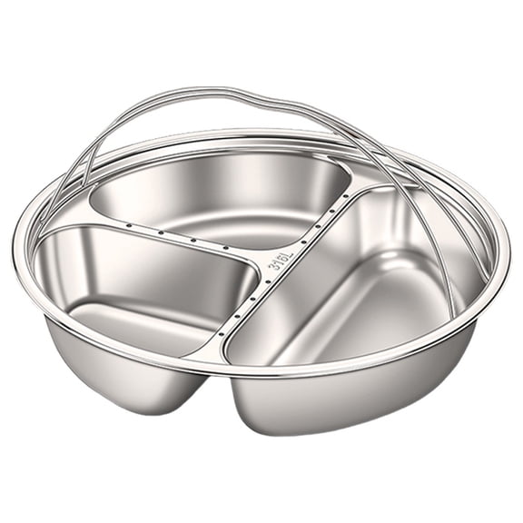 Stainless Steel Divided Serving Tray with Handle, Multi-Compartment Snack and Meal Server for Home Parties, Gatherings, Camping, Picnics, and Buffet Style Dining