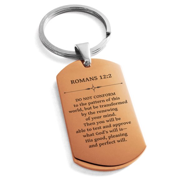 Tioneer Stainless Steel Do Not Conform Romans 12:2 Dog Tag Keychain Keyring