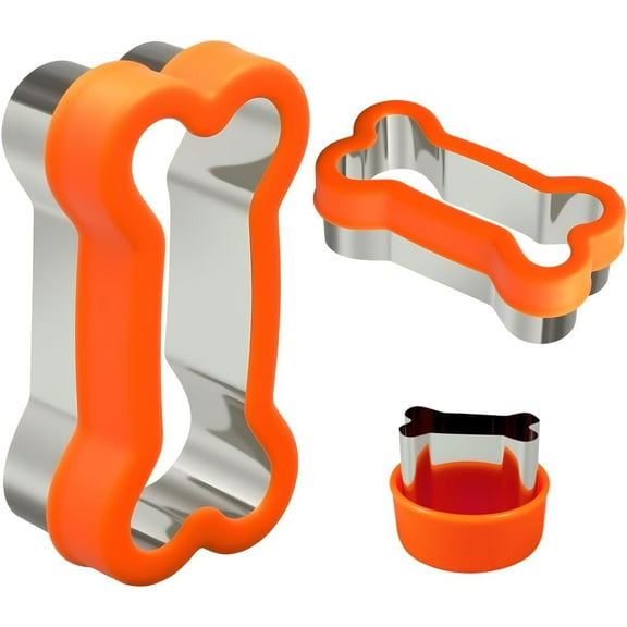 Stainless Steel Dog Bone Cookie Cutter Set – 3 Sizes with Plastic Cover