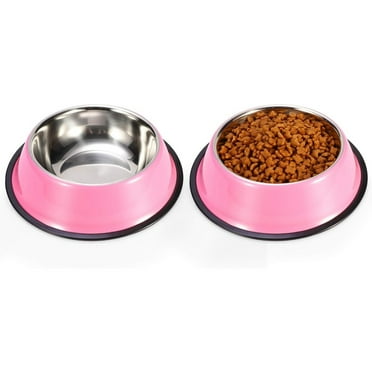 Stainless Steel Dog Bowls, Food and Water Non Slip Anti Skid Stackable Pet Puppy Dishes for Small, Medium and Large Dogs (2 Pack)