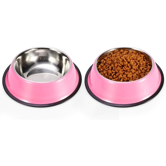 Stainless Steel Dog Bowls, Food and Water Non Slip Anti Skid Stackable Pet Puppy Dishes for Small, Medium and Large Dogs (2 Pack)